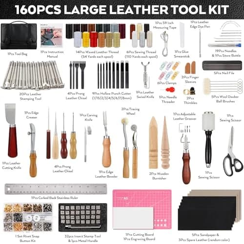 Nicpro Leather Tooling Kit 160PCS | Professional Leather Craft Tools & Storage Bag thumbnail 2