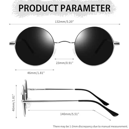 Joopin Small Round Sunglasses Circle Shades for Men Women Teens UV400 UV Protection (Silver Black) thumbnail 4