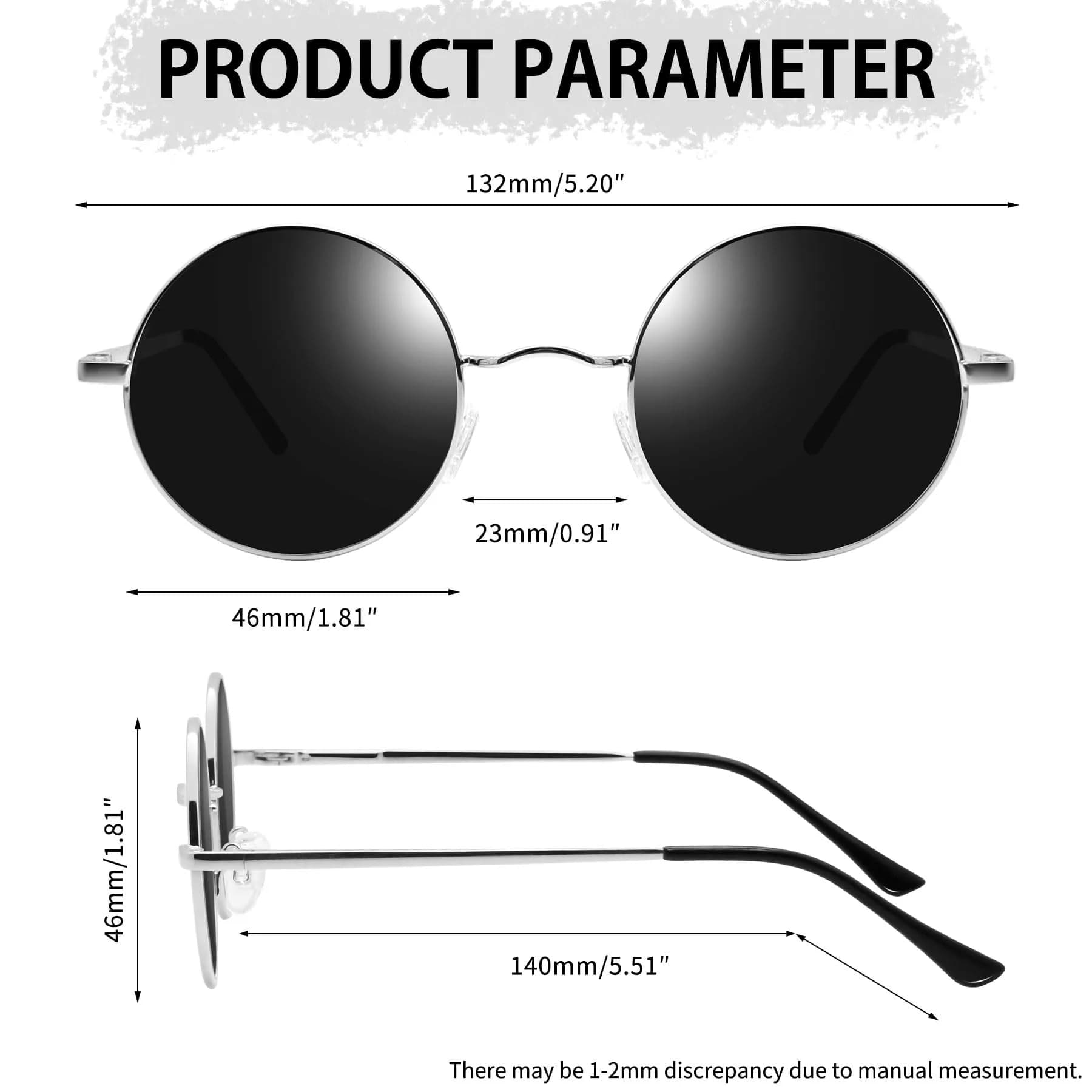 Joopin Silver Black Small Round Sunglasses with Metal Frame and Polarized UV400 Protection - view 4