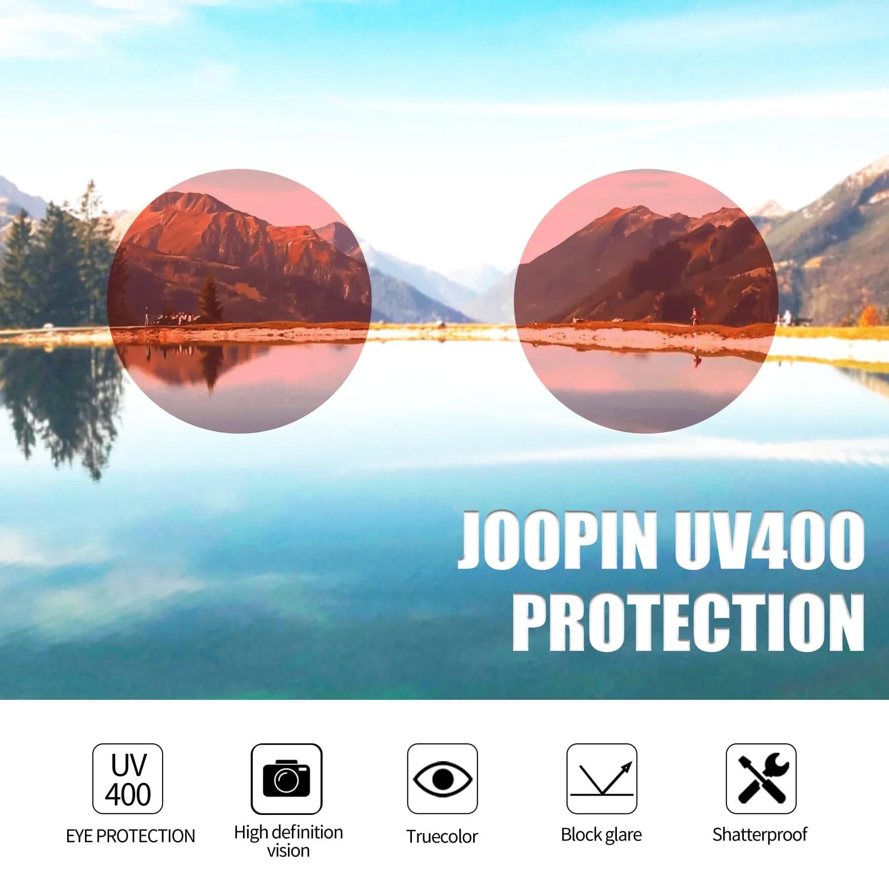 Joopin Small Round Sunglasses - Black Tinted Red Lens, Metal Frame, UV400 Protection - view 3