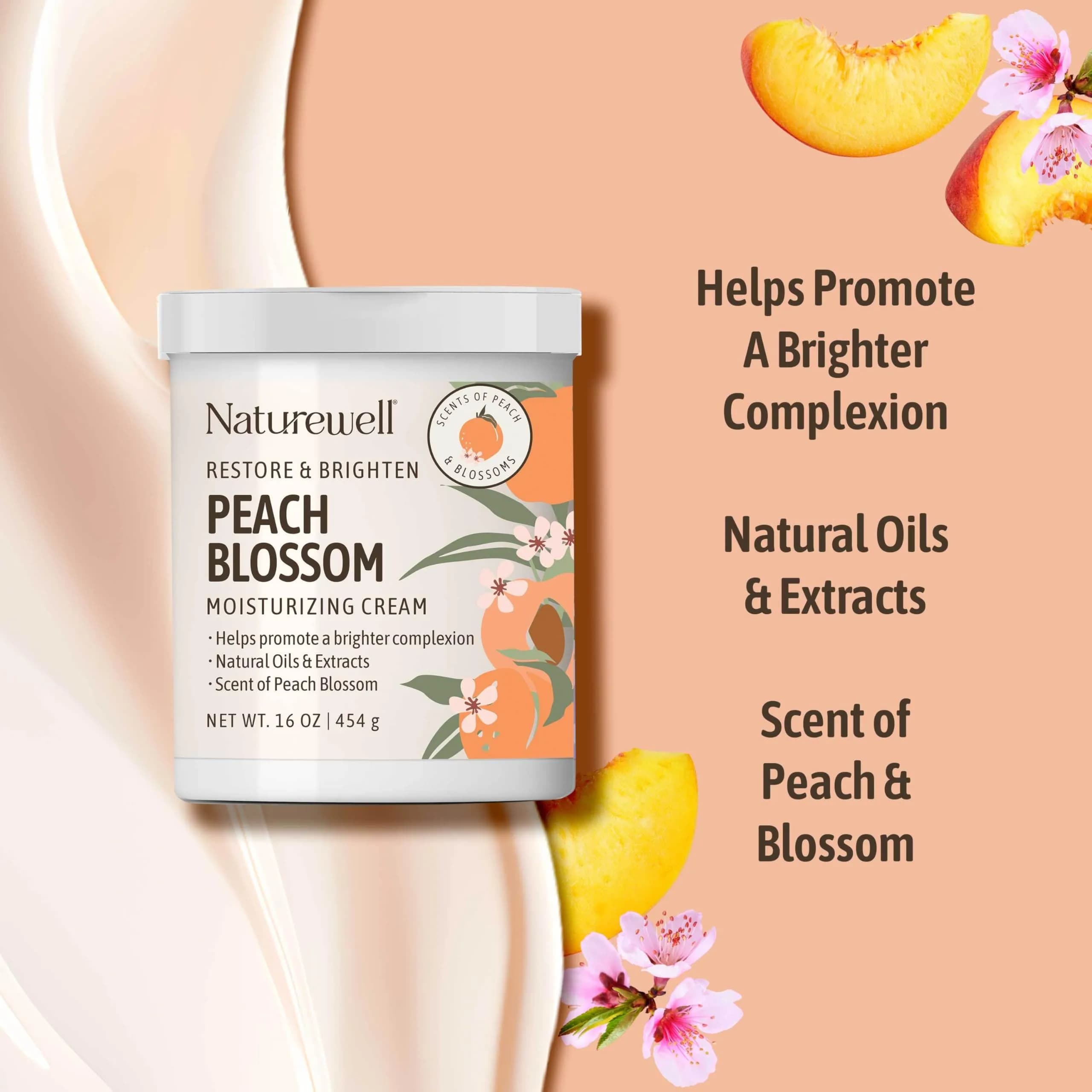 NATURE WELL Peach Blossom Restore & Brighten Moisturizing Cream 473ml (16 Oz) | Dermatologist-Tested for All Skin Types - view 4