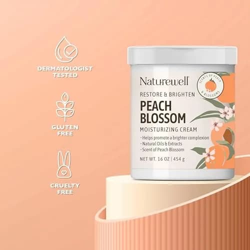 NATURE WELL Peach Blossom Restore & Brighten Moisturizing Cream 473ml (16 Oz) | Dermatologist-Tested for All Skin Types thumbnail 6