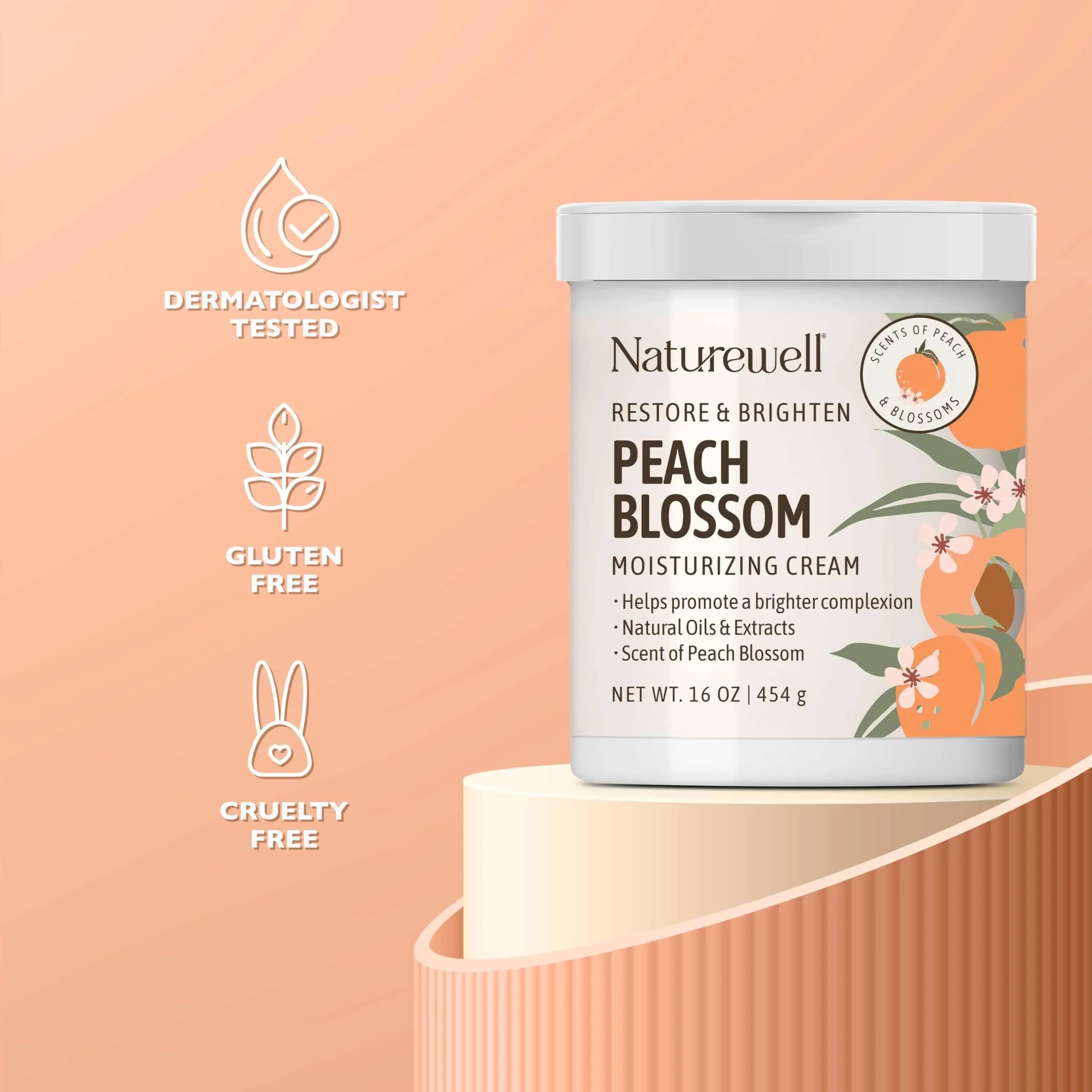 NATURE WELL Peach Blossom Restore & Brighten Moisturizing Cream 473ml (16 Oz) | Dermatologist-Tested for All Skin Types - view 6
