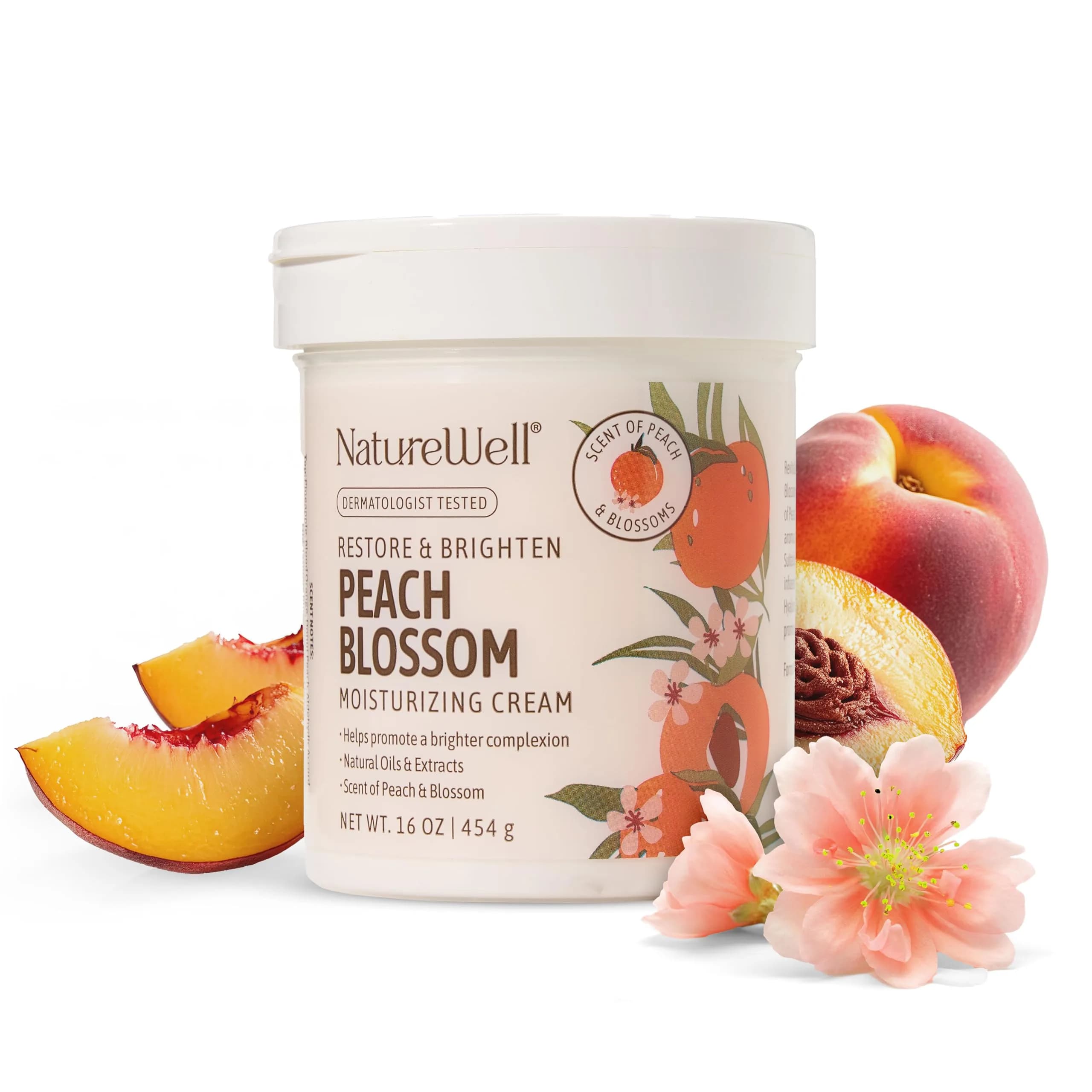 NATURE WELL Lavender Body Cream 473ml (16 Oz) | Dermatologist Tested for Dry & Sensitive Skin — Peach Blossom
