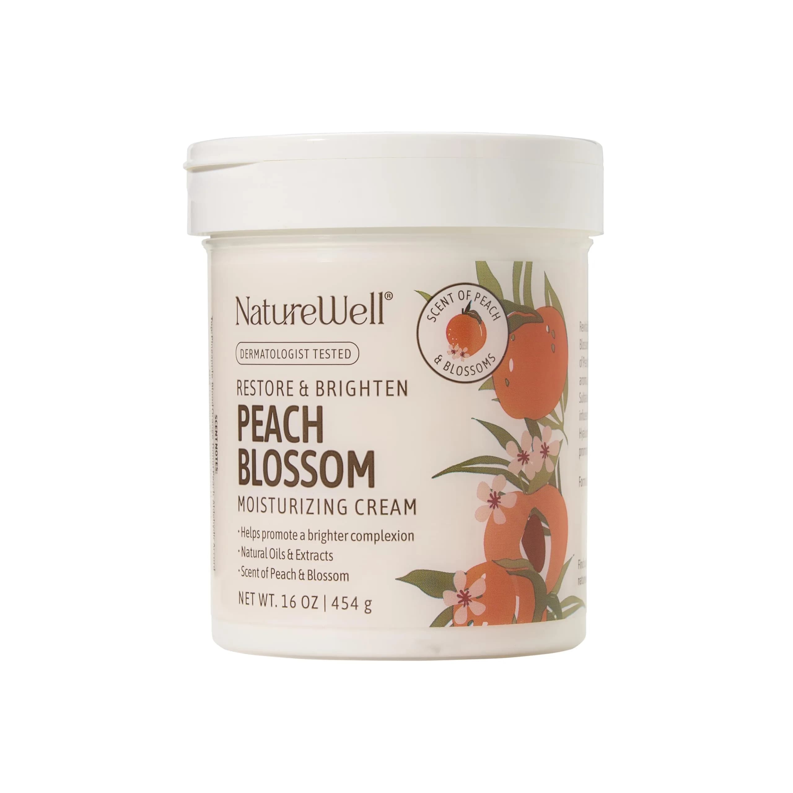 NATURE WELL Peach Blossom Restore & Brighten Moisturizing Cream 473ml (16 Oz) | Dermatologist-Tested for All Skin Types - view 2