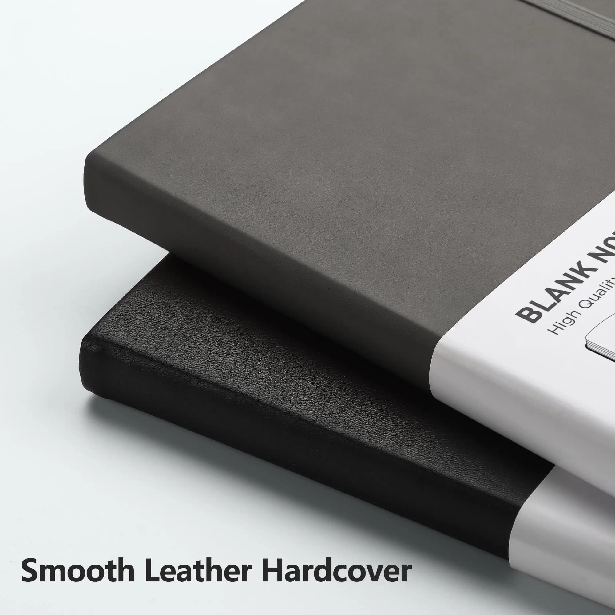RETTACY Blank Journal Notebook A5 Medium 192 Pages | Gray Leather Hardcover - view 4