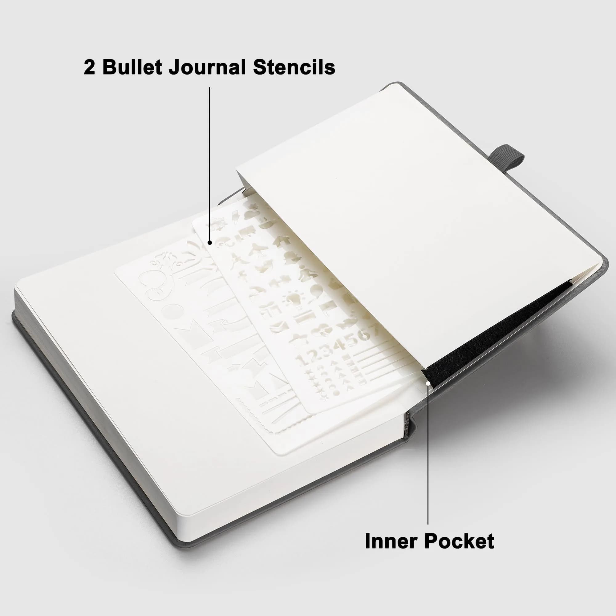 RETTACY Blank Journal Notebook A5 Medium 192 Pages | Gray Leather Hardcover - view 7