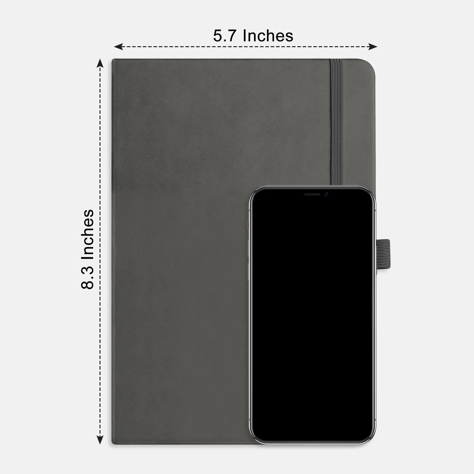 RETTACY Blank Journal Notebook A5 Medium 192 Pages | Gray Leather Hardcover - view 8