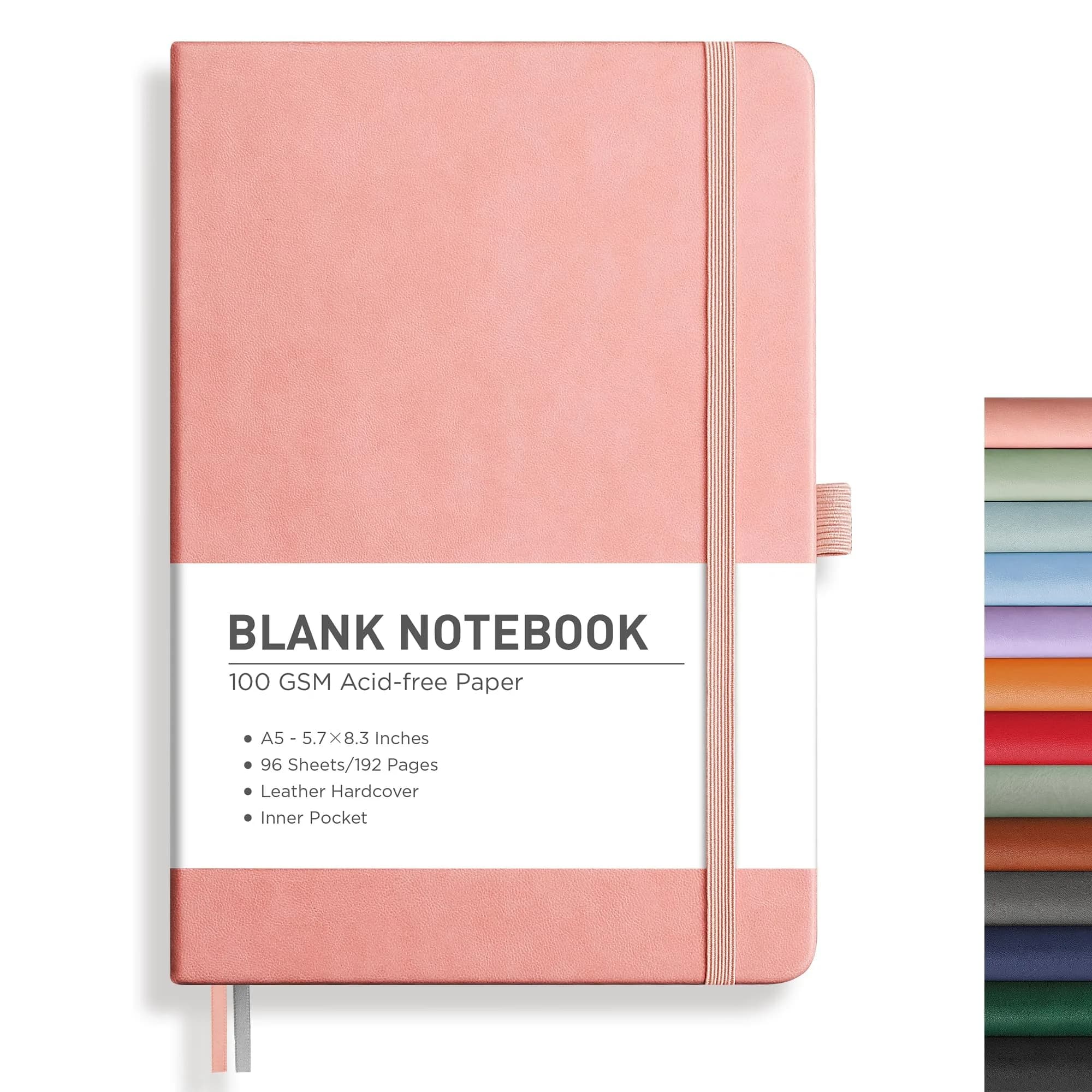 RETTACY Blank Journal Notebook A5 Pink 192 Pages | Acid-Free Paper for Smooth Writing - main product image