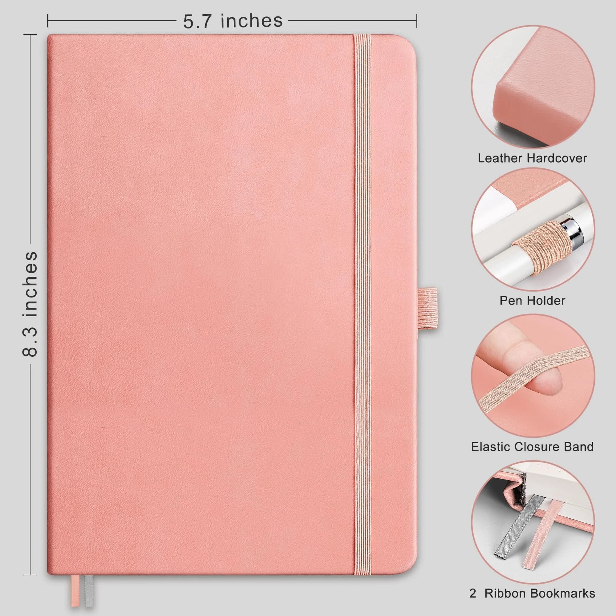 RETTACY Blank Journal Notebook A5 Pink 192 Pages | Acid-Free Paper for Smooth Writing - view 2