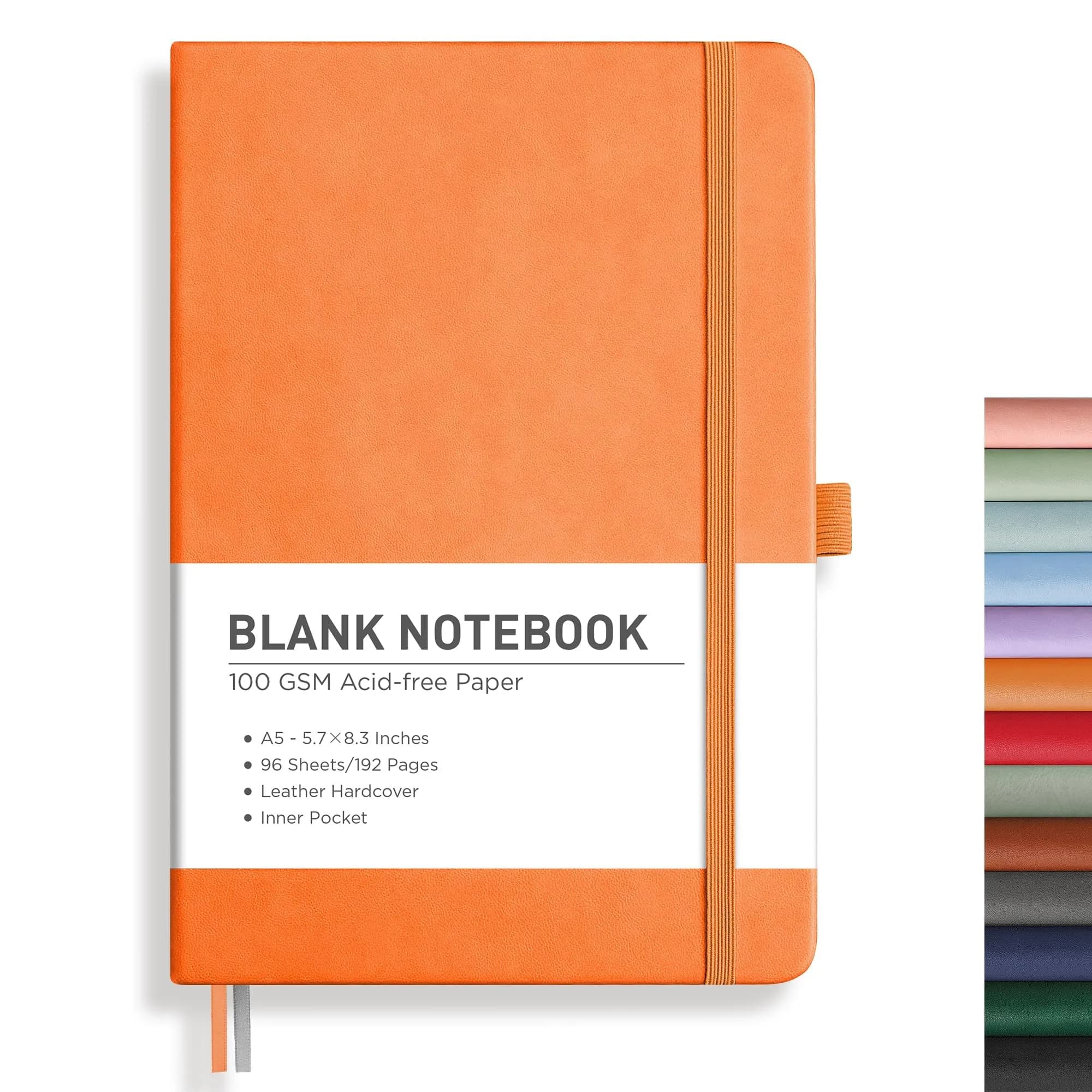 RETTACY Orange Blank Journal Notebook A5 (14.5cm x 21cm) | Acid-Free Paper Notebook - main product image