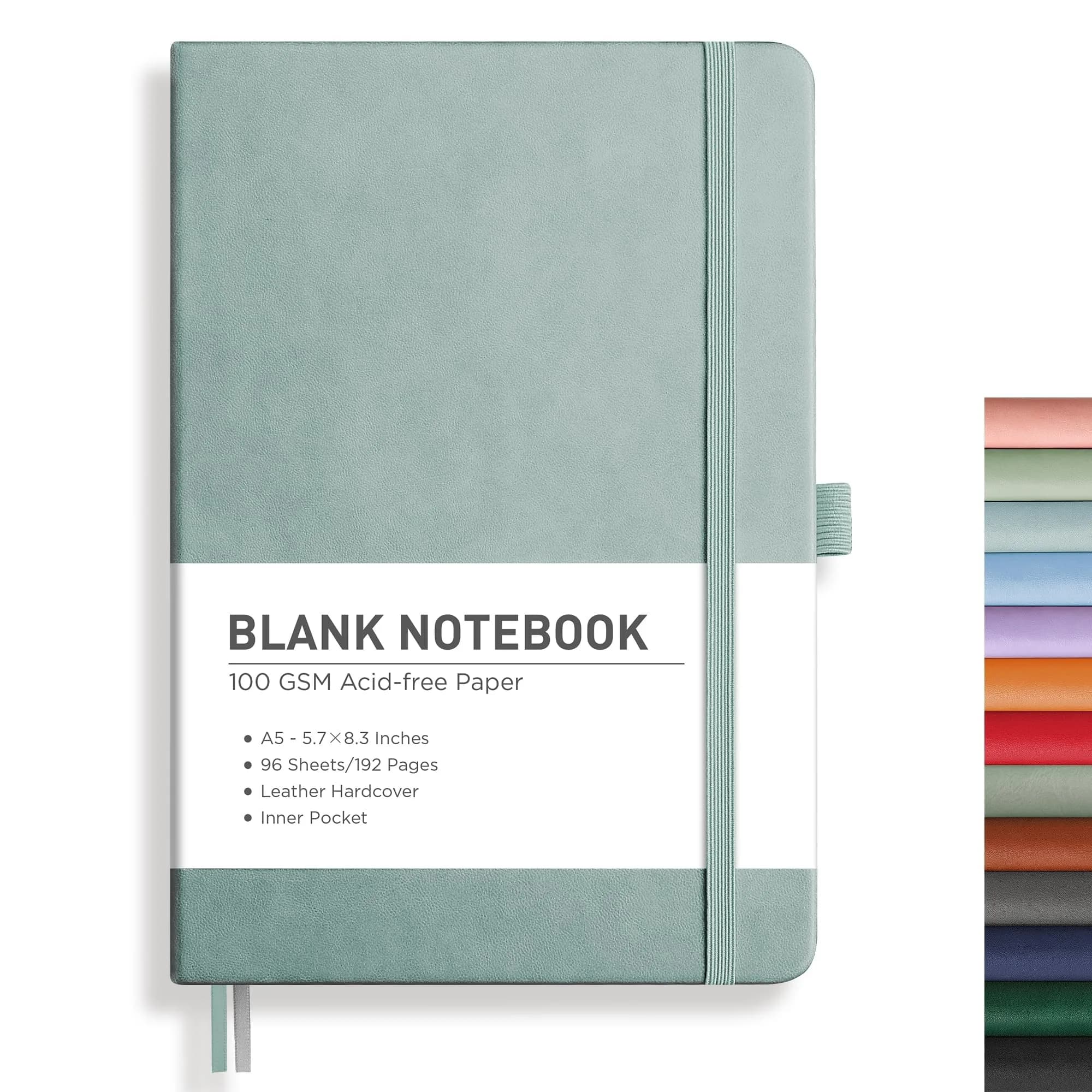 RETTACY Blank Journal Notebook A5 Blue-gray 192 Pages | Acid-Free Paper for Drawing - main product image
