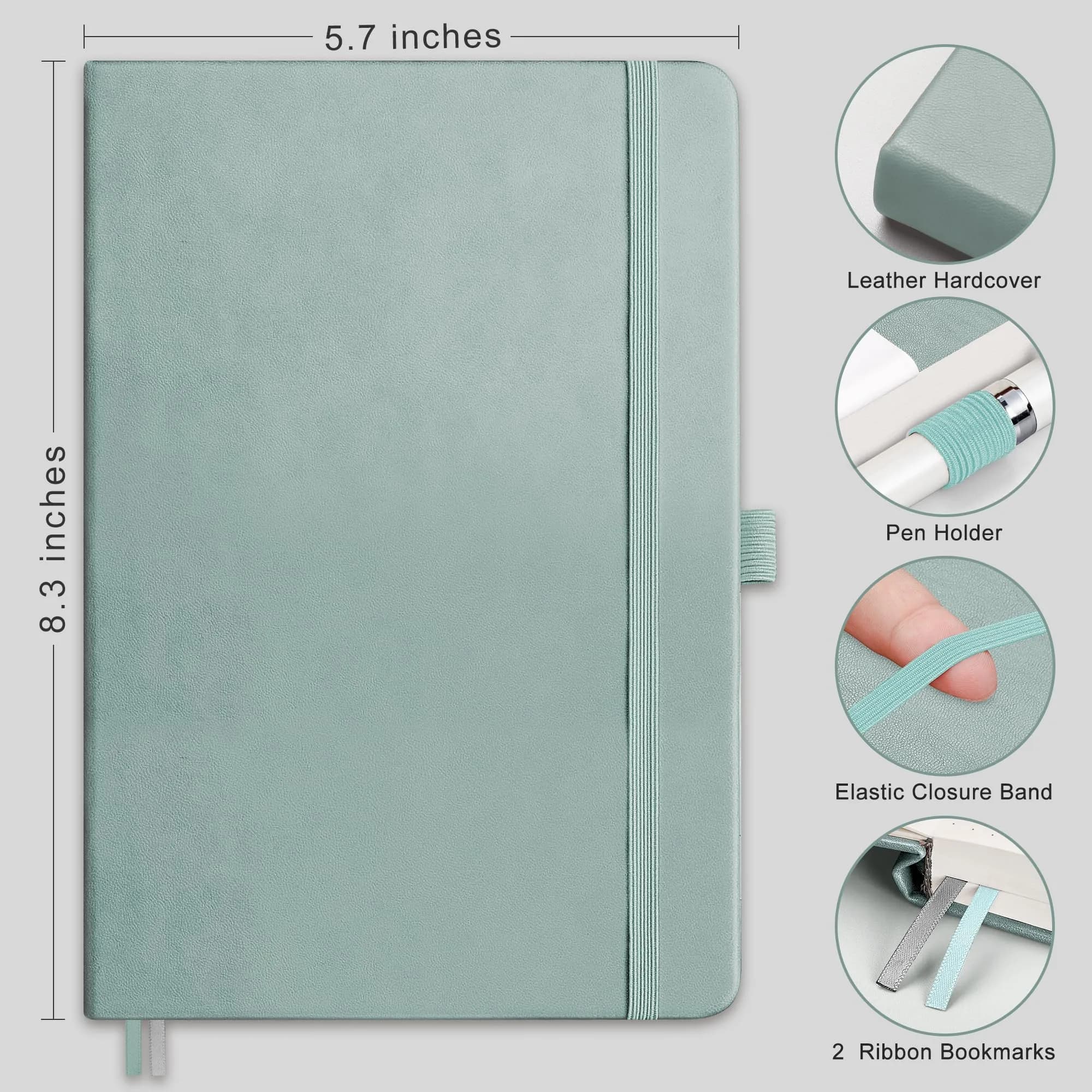 RETTACY Blank Journal Notebook A5 Blue-gray 192 Pages | Acid-Free Paper for Drawing - view 2