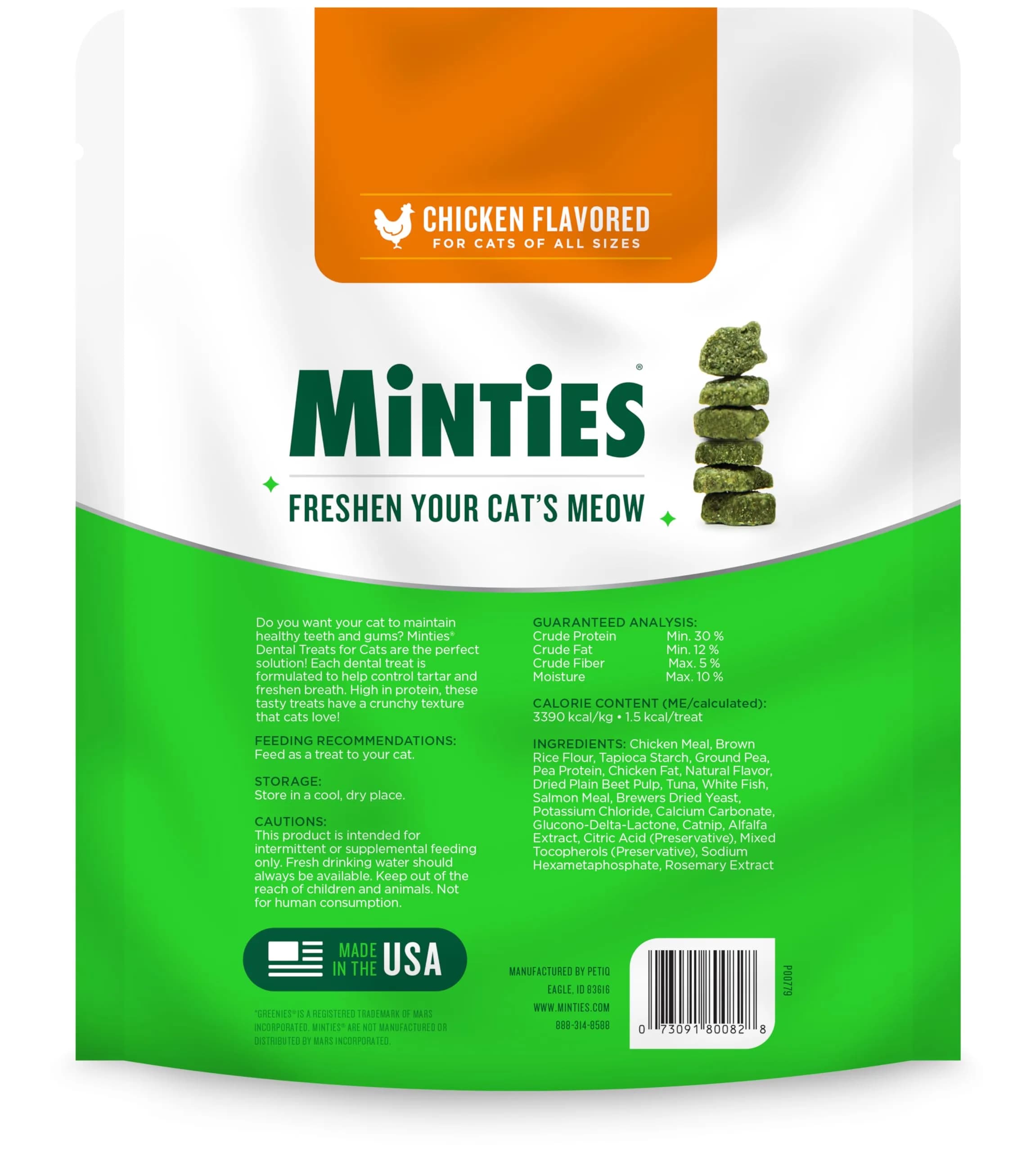 Minties Dental Treats for Cats, Chicken Flavored Cat Dental Treats, 10oz (283g) | Freshens Breath & Controls Tartar - view 7