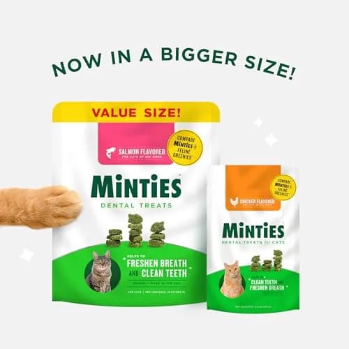 Minties Dental Treats for Cats, Chicken Flavored Cat Dental Treats, 10oz (283g) | Freshens Breath & Controls Tartar thumbnail 2