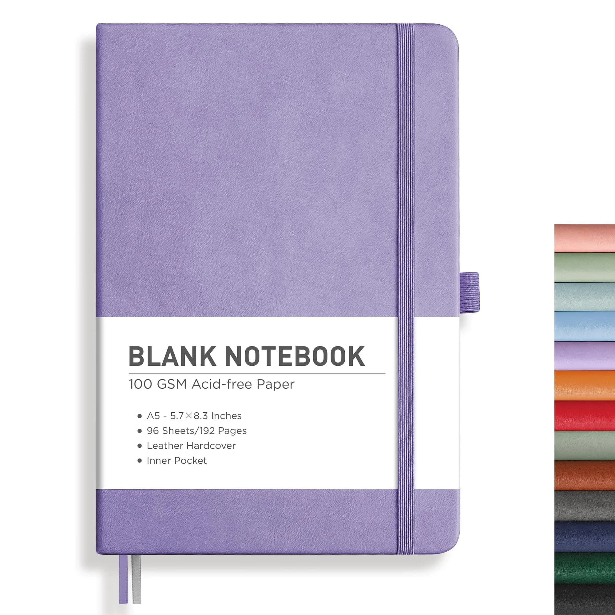 RETTACY Blank Journal Notebook A5 Purple 192 Pages | Acid-Free Paper for Smooth Writing - main product image