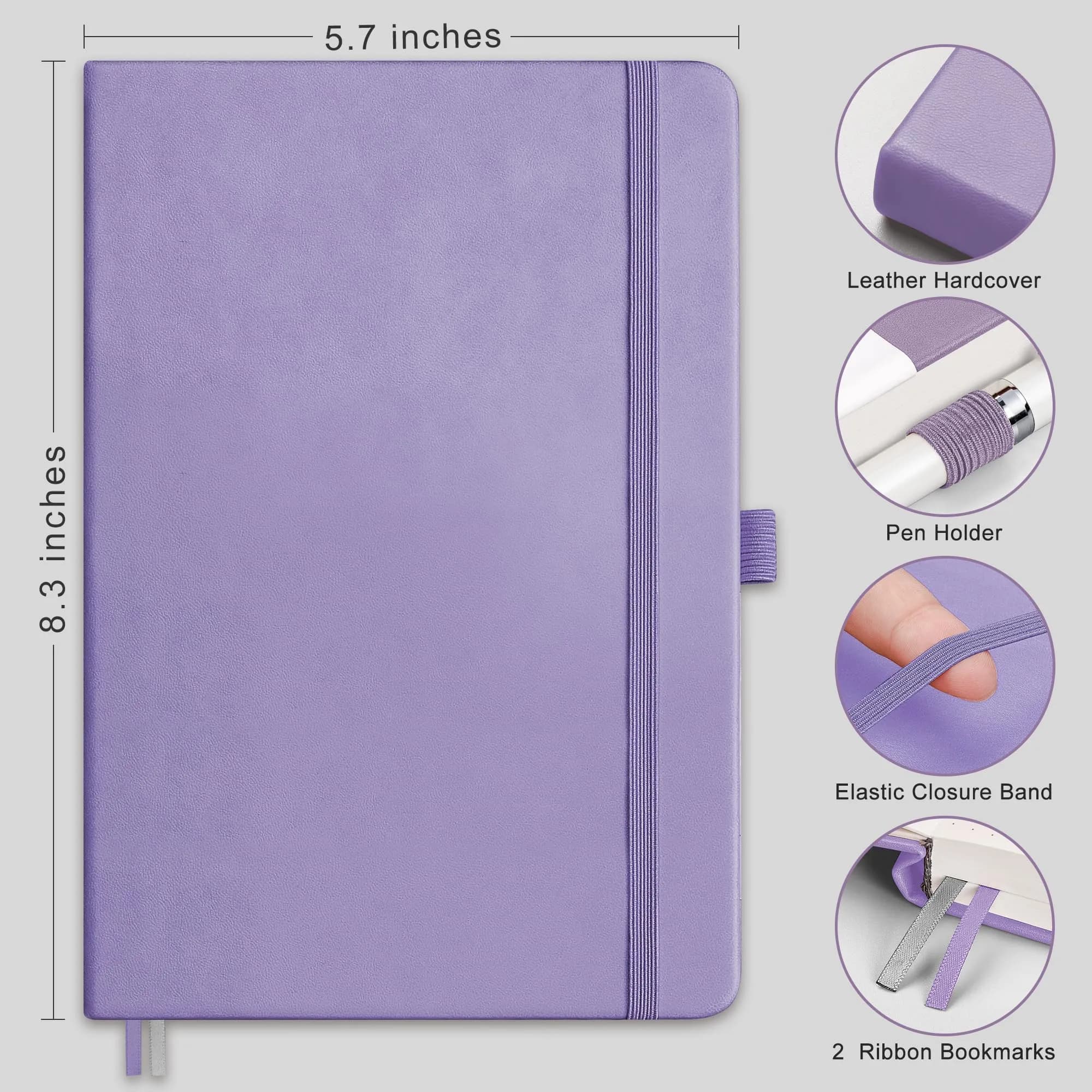 RETTACY Blank Journal Notebook A5 Purple 192 Pages | Acid-Free Paper for Smooth Writing - view 2