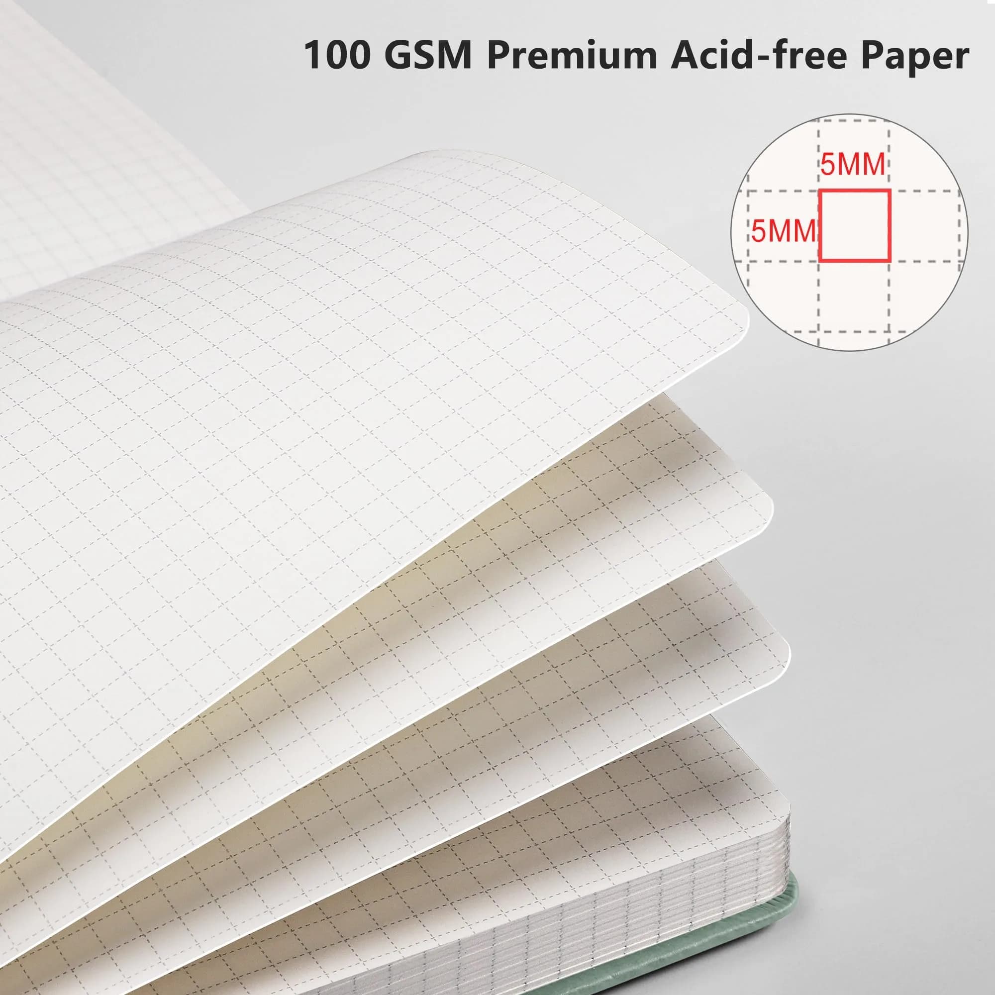 RETTACY Graph Grid Paper Notebook A5 Sage Green 192 Pages | Engineering Paper for Students - view 3