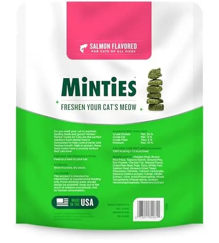 Minties Dental Treats for Cats, Salmon Flavored Cat Dental Treats, Freshens Breath and Controls Tartar, 283g (10 oz) thumbnail 7