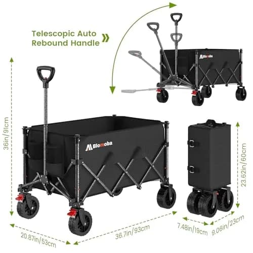 Blomoba Heavy Duty Collapsible Wagon Cart 330lbs | Large Capacity, Easy Storage & Versatile Use thumbnail 7