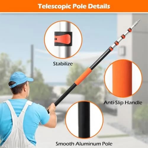 AgiiMan 26FT Reach Telescoping Pole | Aluminum Extension Rod for Painting & Cleaning, 5-20FT thumbnail 6