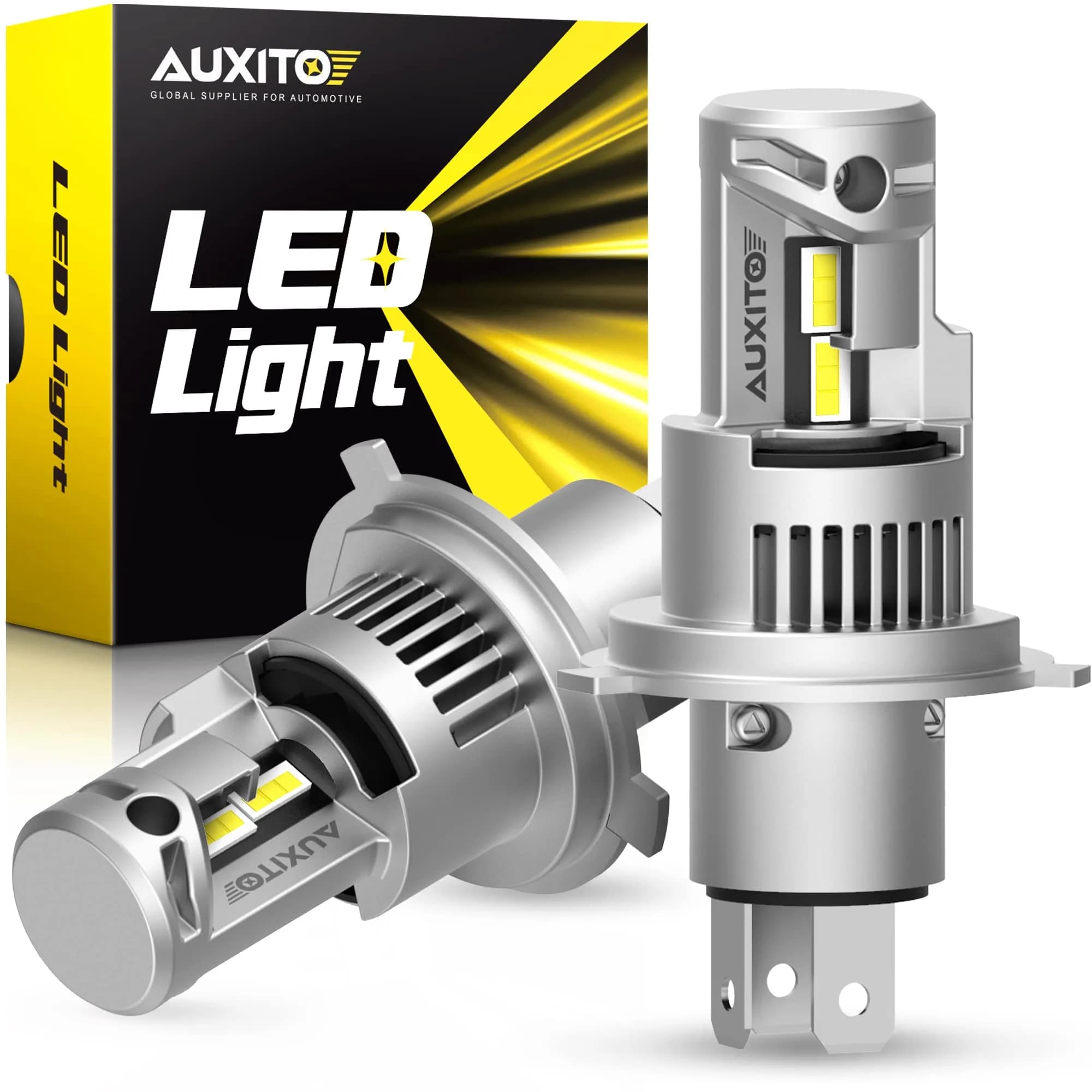 AUXITO H4 LED Bulb 6500K White 1:1 Mini Size Pack of 2 | Plug and Play Headlight Upgrade — 9003/H4/HB2