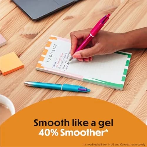 BIC 4 Color Retractable Ballpoint Pen 1.0 mm | Multicolor Smooth Gradient Design for School & Office thumbnail 6