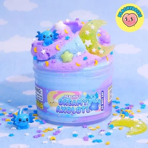 PEACHYBBIES Dreamy Axolotl Cloud Slime 207ml (7 oz) | Handmade USA Premium Scented Toy thumbnail 5
