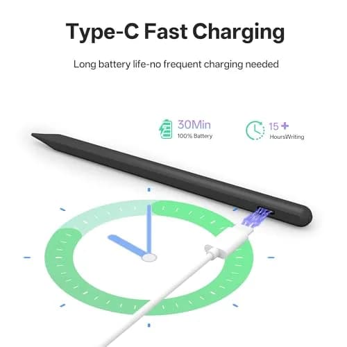 ANYQOO Active Stylus Pen for iPad 2018-2026 | Tilt Sensitivity, Palm Rejection, 20H Battery, Magnetic, Fast Charging thumbnail 3