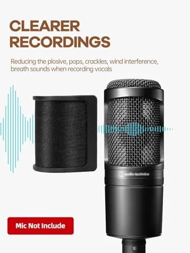 YOUSHARES AT2020 USB Microphone Pop Filter with 3-Layer Windscreen Mask Shield | Fits 35-50mm Mics thumbnail 4