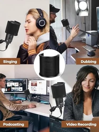 YOUSHARES AT2020 USB Microphone Pop Filter with 3-Layer Windscreen Mask Shield | Fits 35-50mm Mics thumbnail 7