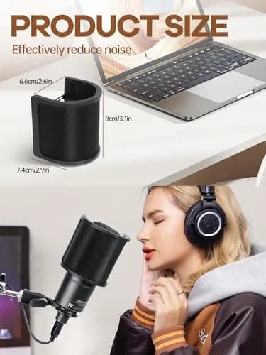 YOUSHARES AT2020 USB Microphone Pop Filter with 3-Layer Windscreen Mask Shield | Fits 35-50mm Mics thumbnail 2