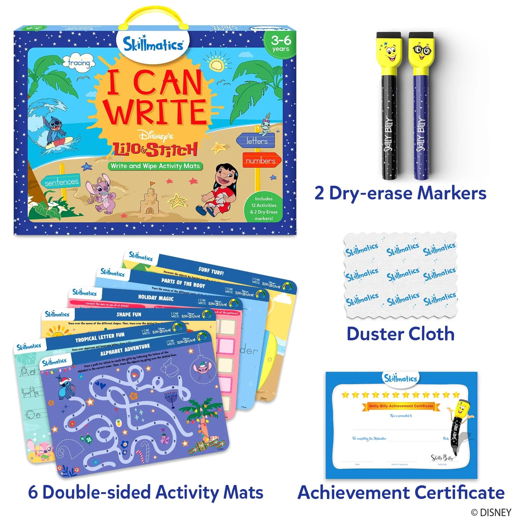 Skillmatics I Can Write Lilo & Stitch Reusable Preschool Learning Activity Mats Set | Educational Game for Kids Ages 3-6 - view 2