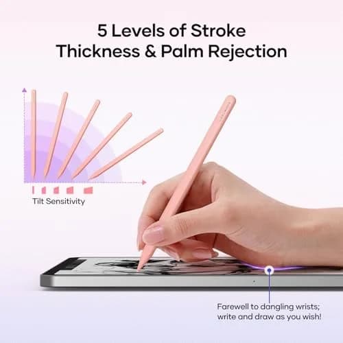 COOSTART Pink Stylus Pen for iPad 9th&10th Gen | Ultra Fast Charging, Precise & Durable (16.6cm * 0.9cm) thumbnail 5