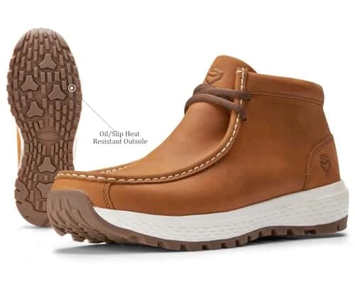 SUREWAY Men's Lightweight Chukka Boots with Moc Toe & Rubber Sole | 8.5 US (25.4 cm) thumbnail 4