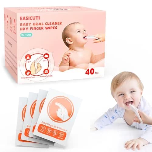 EASICUTI Baby Finger Toothbrush 40Pcs | Soft 3D Pearl Cotton Wipes for Infant Oral Care thumbnail 1