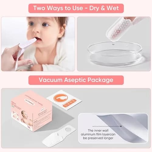 EASICUTI Baby Finger Toothbrush 40Pcs | Soft 3D Pearl Cotton Wipes for Infant Oral Care thumbnail 6