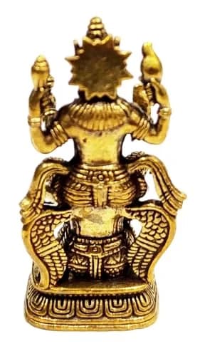 Purpledip Miniature Brass Idol Vishnu with Garuda 3.7cm (1.5 inches) | Collectible Hindu Deity Statue thumbnail 5