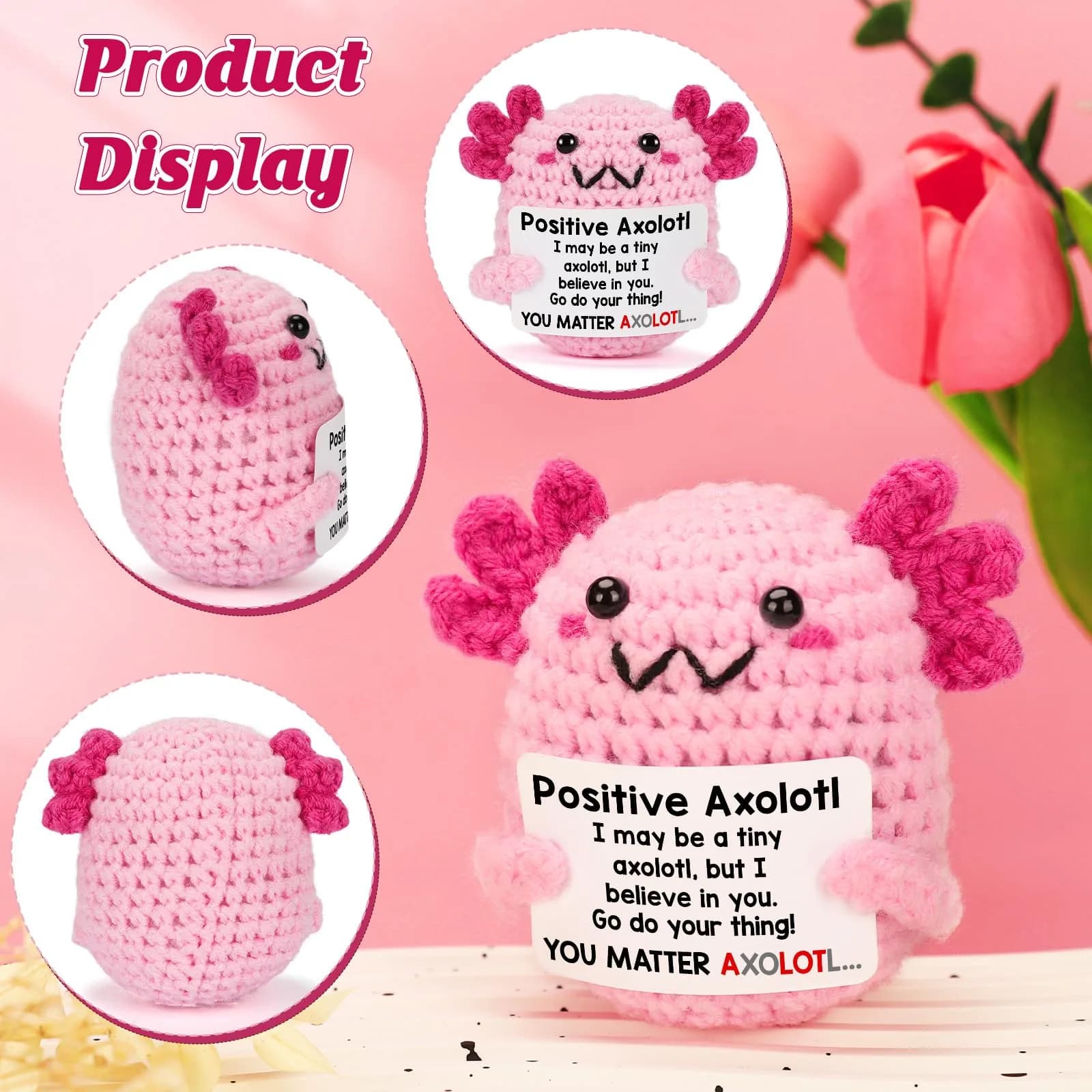 WEYON Pink Axolotl Crochet Plush Toy for Teen Girls - Adorable 2-Inch Emotional Support Keepsake - view 4