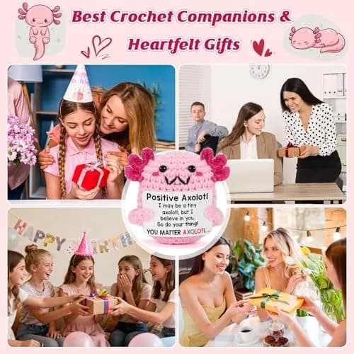 WEYON Handmade Crochet Axolotl Plush 7.6 cm (3 inches) | Positive Support Toy for Teen Girls & Women thumbnail 7