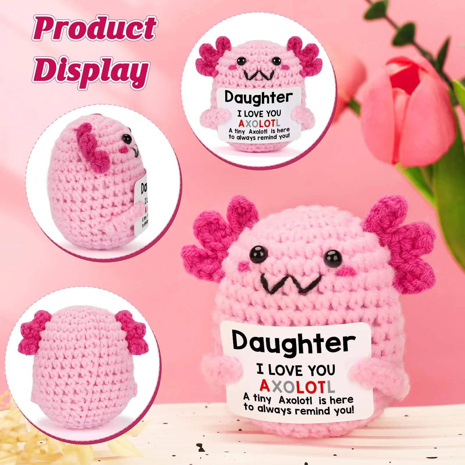 WEYON Handmade Crochet Axolotl Plush Toy for Daughter | Adorable & Inspirational Gift for Girls Age 2+ | Soft Comfort Toy - view 4