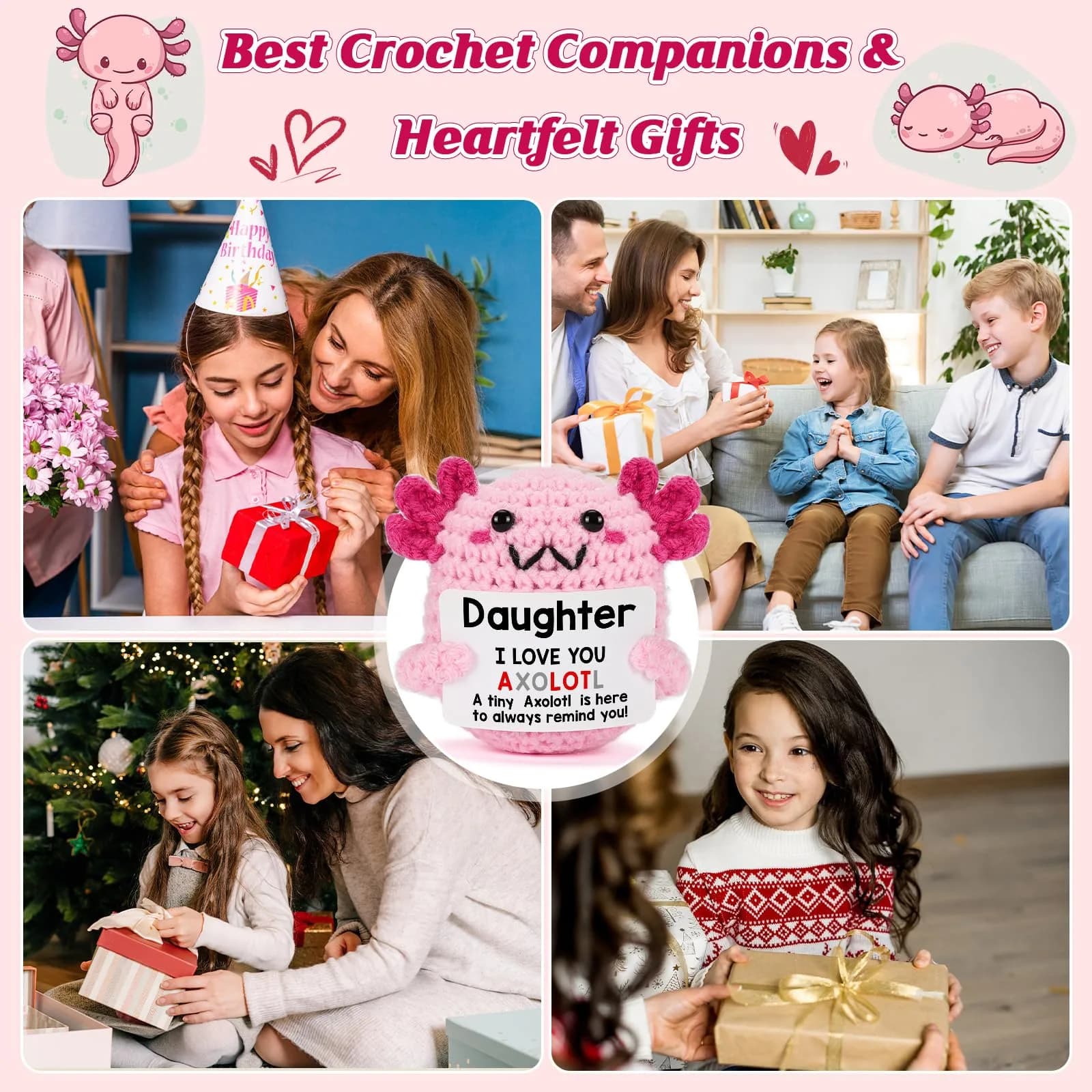 WEYON Handmade Crochet Axolotl Plush 7.62cm (3 inches) | ASTM-Tested Educational Toy - view 8