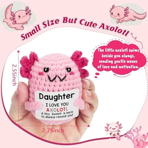 WEYON Handmade Crochet Axolotl Plush 7.62cm (3 inches) | ASTM-Tested Educational Toy thumbnail 2