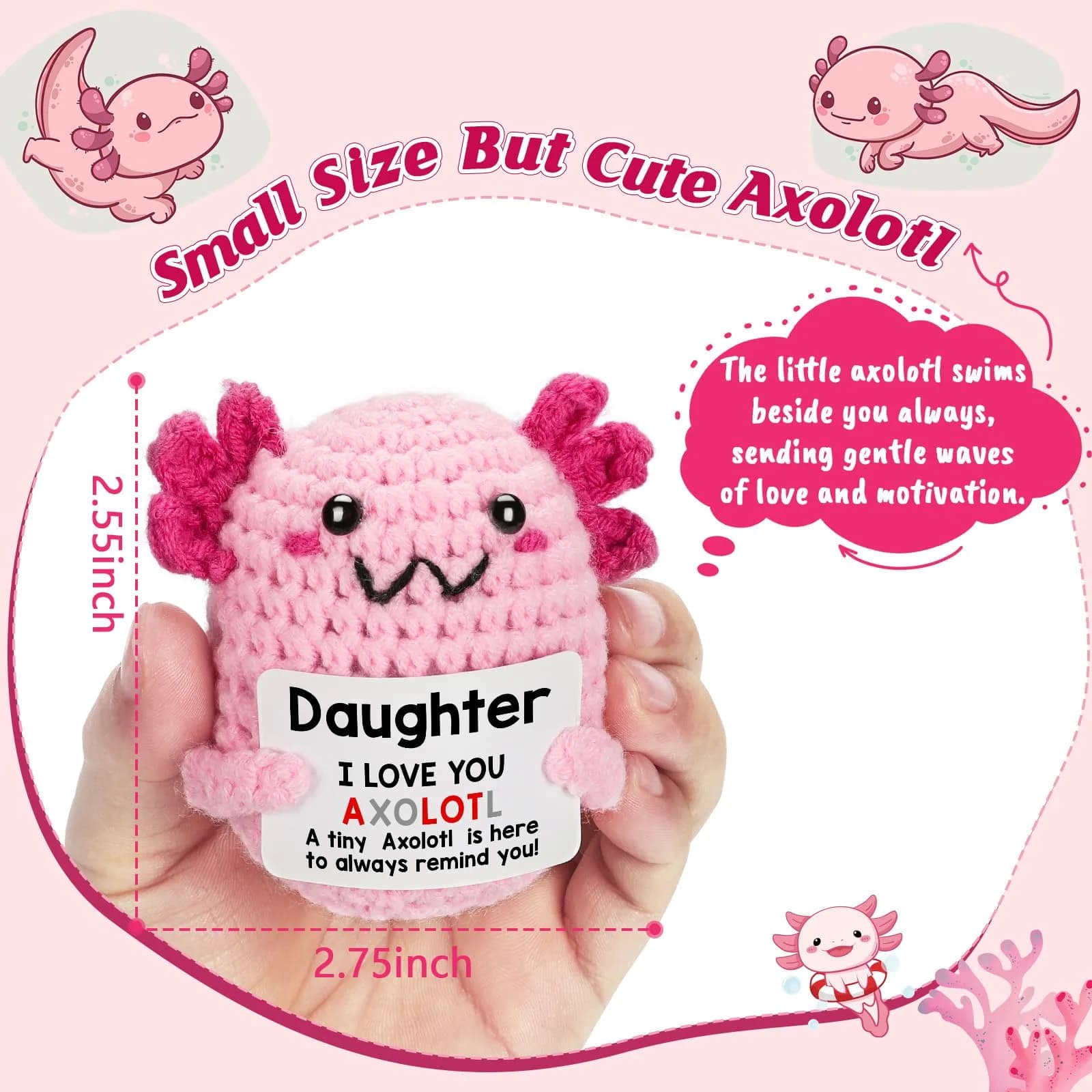 WEYON Handmade Crochet Axolotl Plush Toy for Daughter | Adorable & Inspirational Gift for Girls Age 2+ | Soft Comfort Toy - view 2