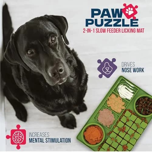 Palz&Co Paw Puzzle 2-in-1 Slow Feeder & Lick Mat - Large 15.75"x10.5" Green Non-Slip Silicone Mat for Dogs & Cats thumbnail 5