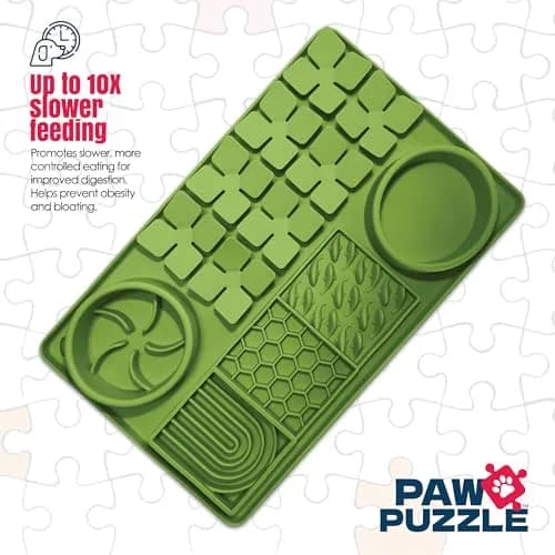 Palz&Co Paw Puzzle 2-in-1 Slow Feeder & Lick Mat - Large 15.75"x10.5" Green Non-Slip Silicone Mat for Dogs & Cats thumbnail 3