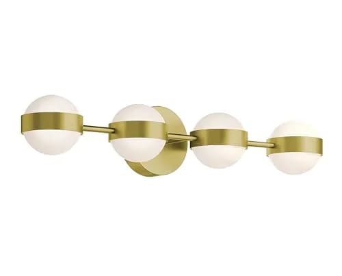 AFX Verona 30'' LED Vanity Light | White Acrylic Shade & Satin Brass Finish, Modern Bathroom Fixture thumbnail 1
