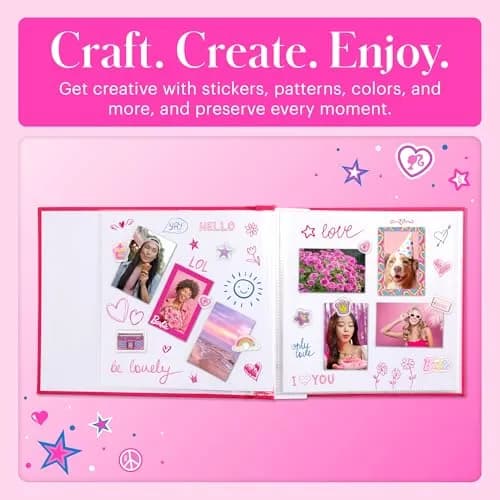 Kodak x Barbie Pink 8x8” Cloth Covered Scrapbook Photo Album with Front Picture Window | Acid-Free Archival Quality thumbnail 3