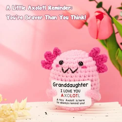 WEYON Crochet Axolotl Plush Toy 2.5in (6.35cm) | Handmade Gift for Granddaughter from Grandma Grandpa thumbnail 4