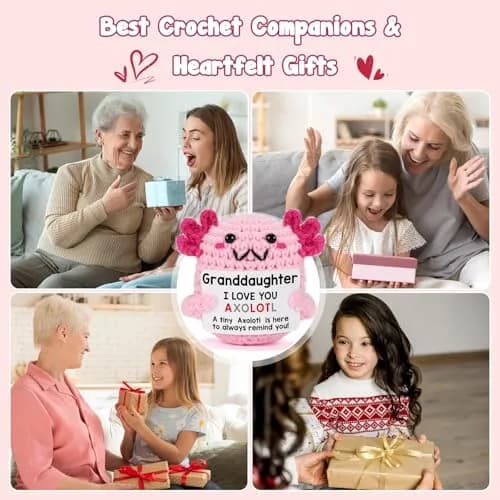 WEYON Crochet Axolotl Plush Toy 2.5in (6.35cm) | Handmade Gift for Granddaughter from Grandma Grandpa thumbnail 7